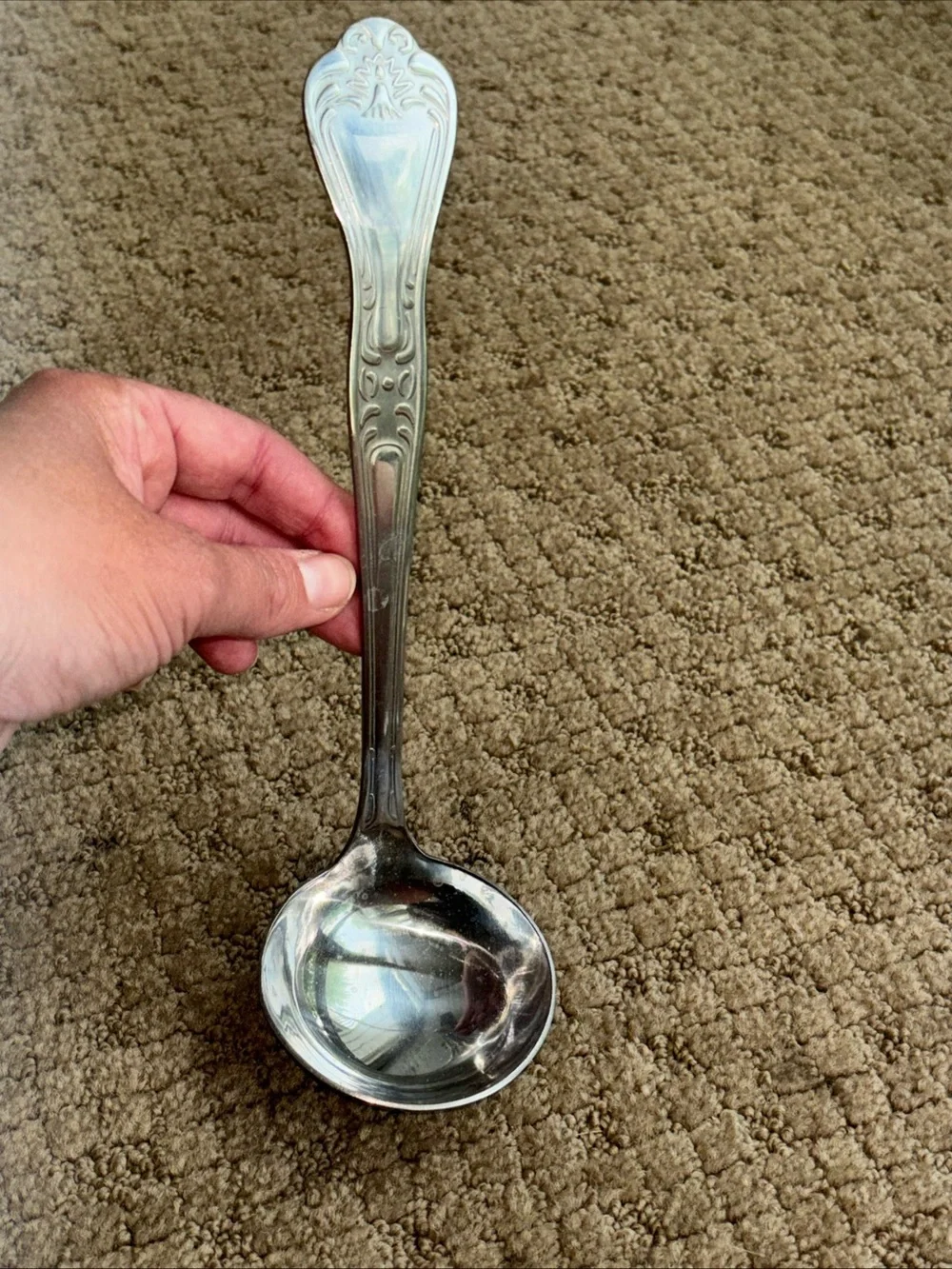 Vintage Silver-Tone Soup Ladle - Ornate Handle spoonful of comfort brand